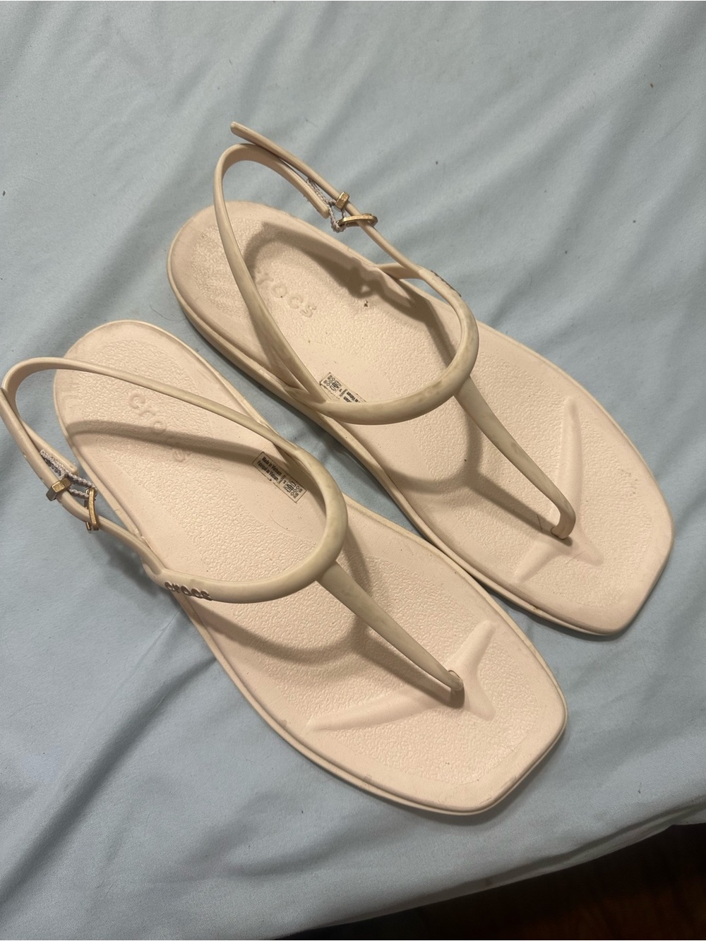 CROCS Women’s Cream T-Strap Thong Sandals